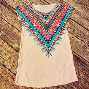 12PM by Mon Ami feathered dress pink short sleeved